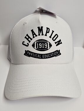 Champion Adult Phys Ed Twill Trucker Hat White new with tags cap hats snapback